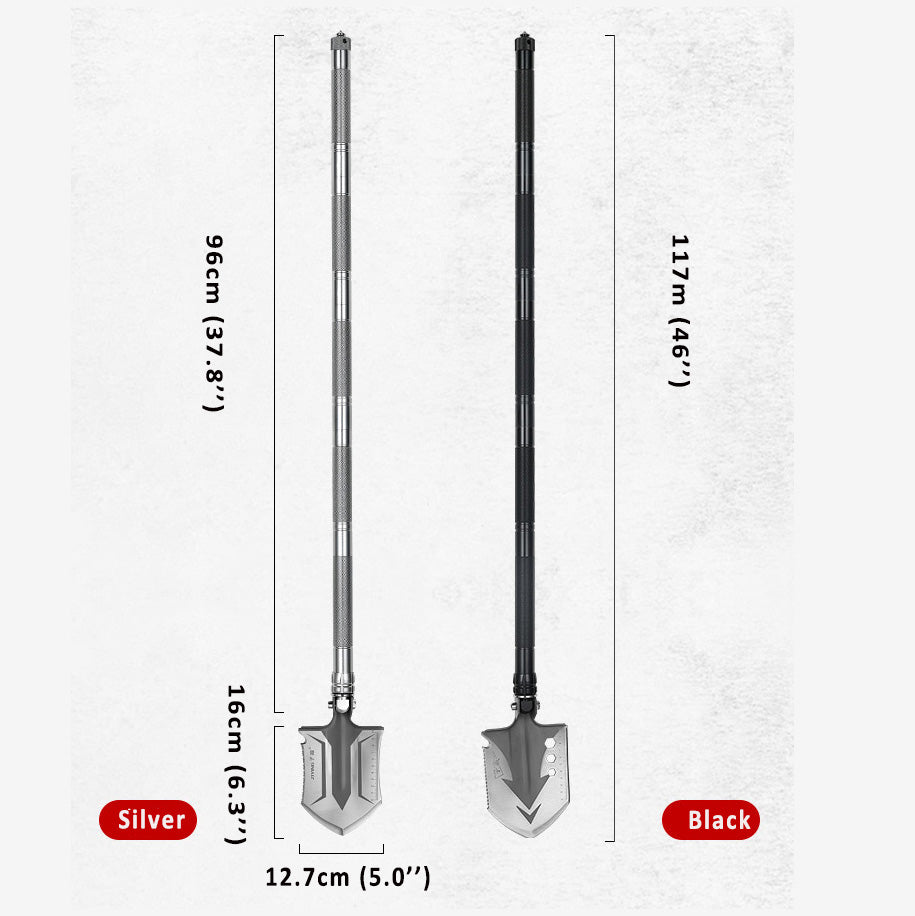 Multi-functional portable armory shovel for wild camping and outdoor adventures with a roof top tent2